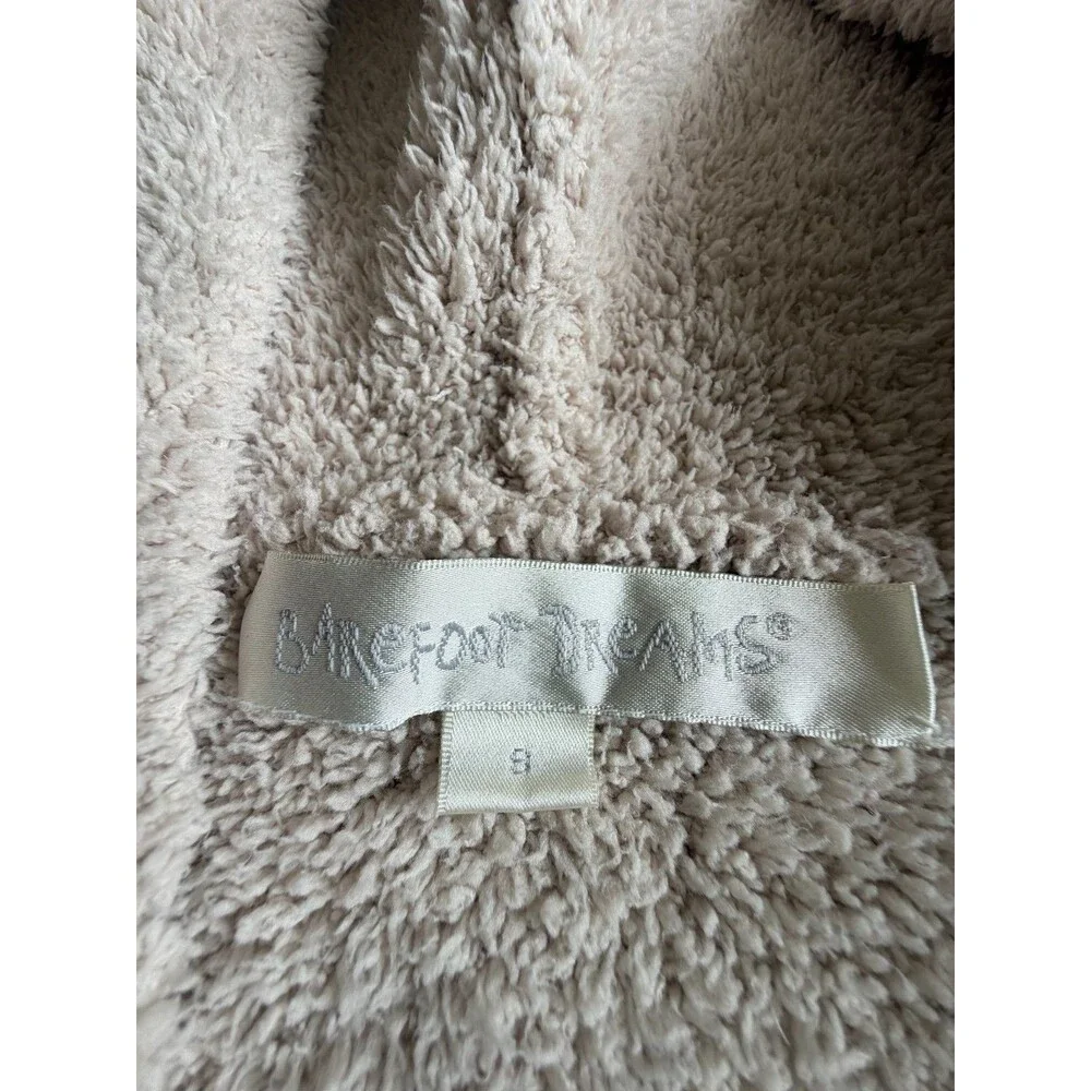 Barefoot Dreams CozyChic Womens Small Taupe Hooded Zip Jacket Lounge